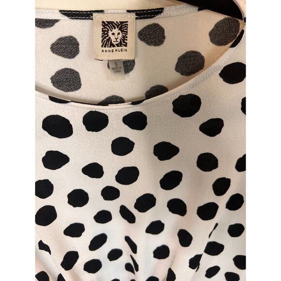 Anne Klein Polka Dot Tie Front Short Sleeve Blouse Small 4-8 - Picture 3 of 4